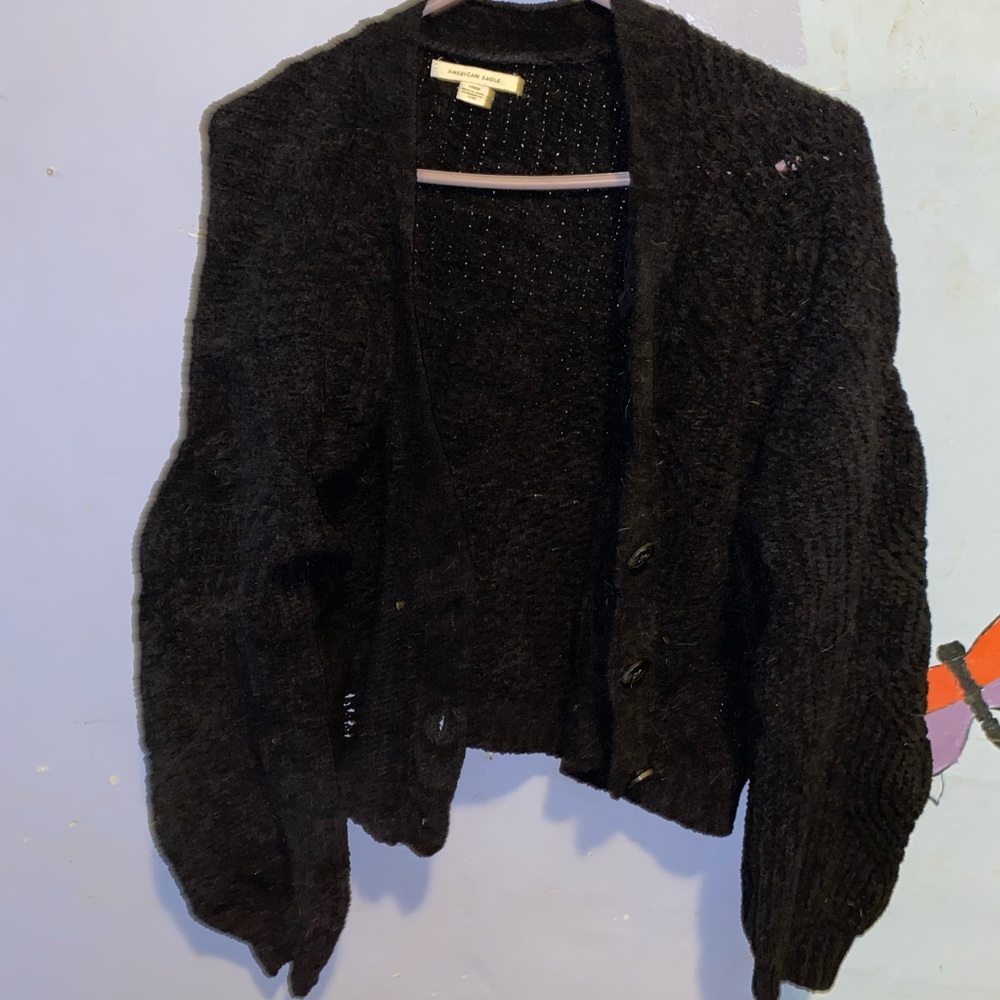 Cropped button sweater